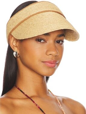 Lack Of Color Linen Visor in Natural And Cinnamon